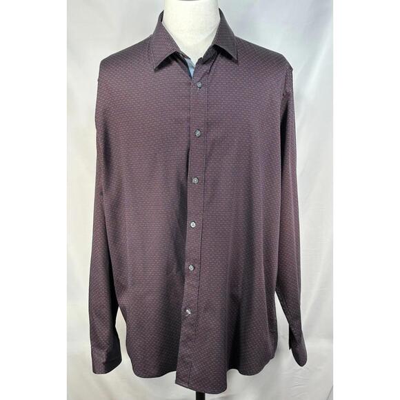 Tahari Other - Tahari Regular Fit Stretch Dress Shirt Maroon Mens 2XL